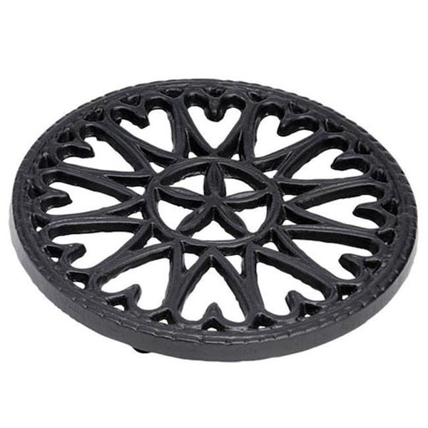 Minuteman C-33BB 7 in. Sunburst Cast Iron Trivet in Blue Black